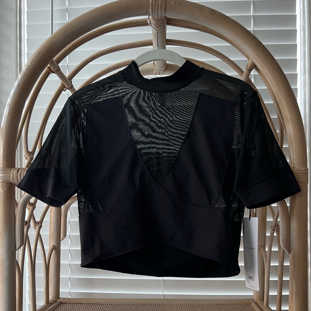 Alo Yoga Black Mesh Crop Top